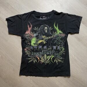 Vintage Bob Marley High Inspiration Shiny Graphic T Shirt Sz S Small Skulls